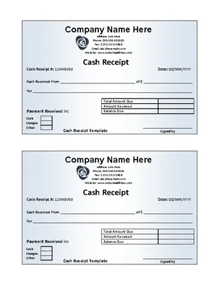 Forms Cash Receipt Template