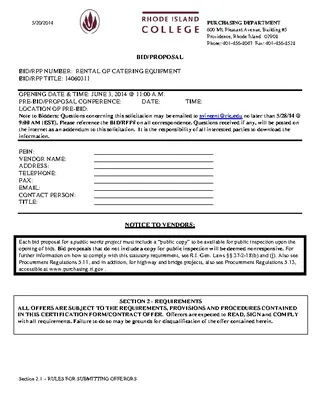 Forms Catering Bid Proposal Template