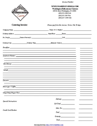 Forms Catering Invoice Template 3