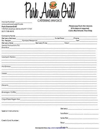 Forms Catering Invoice Template 4