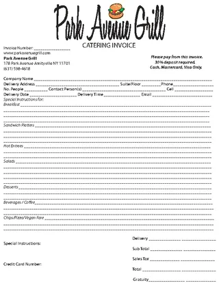 Forms Catering Invoice Template