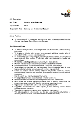 Forms Catering Sales Resume