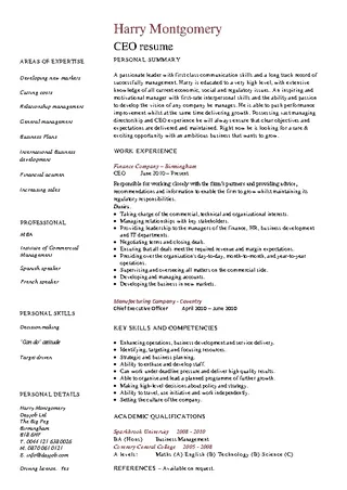Forms Ceo Resume Examples