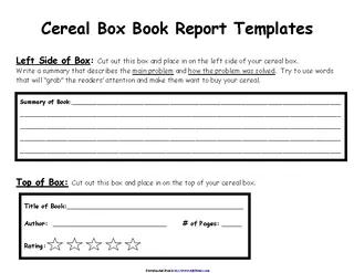 Cereal Box Book Report Template 1