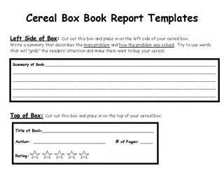 Forms Cereal Box Book Report Template