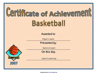 Forms Certificate Of Achievement Basketball