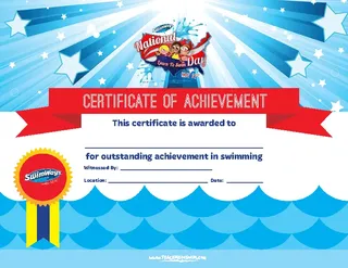 Certificate Of Achievement In Swimming