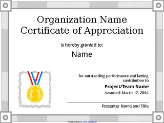 Certificate Of Appreciation Template 1