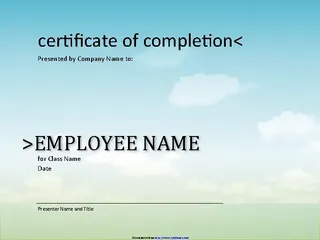 Forms Certificate Of Completion Template 2