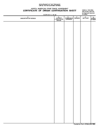 Forms Certificate Of Orgin Continuation Sheet