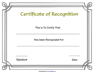 Certificate Of Recognition Template 1