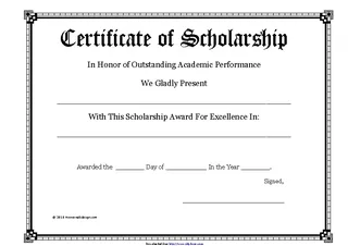 Certificate Of Scholarship