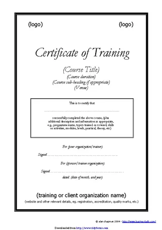 Forms Certificate Of Training 1