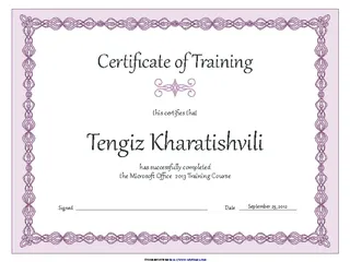 Forms Certificate Of Training Purple Chain Design