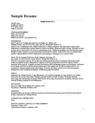 Forms Certified Bookkeeper Resume