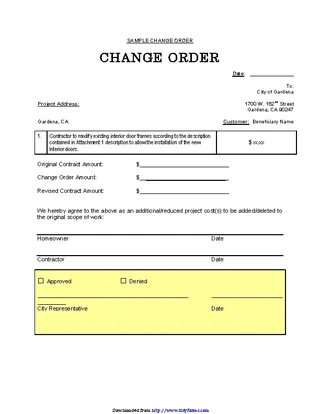Forms Change Order Sample