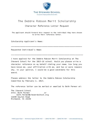 Forms Character Reference Letter For Scholarship