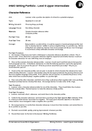 Character Reference Letter Template 2