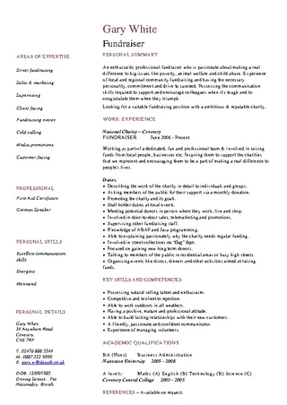 Forms Charity Cv