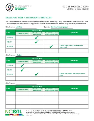 Forms Checklist Teacher Tools Skill