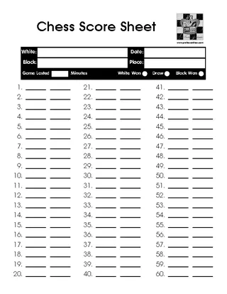 Forms Chess Score Sheet 1