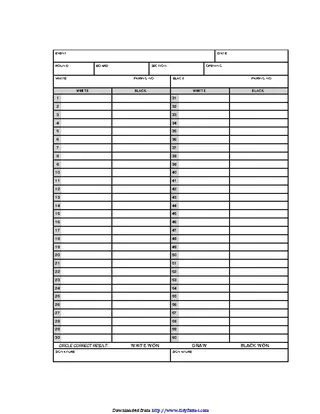 Forms Chess Score Sheet 3