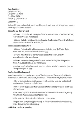 Forms Chiropractic Student Resume