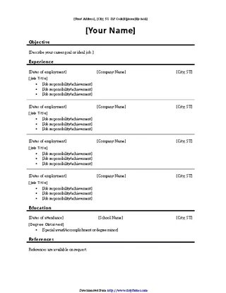 Forms Chronological Resume Traditional Design