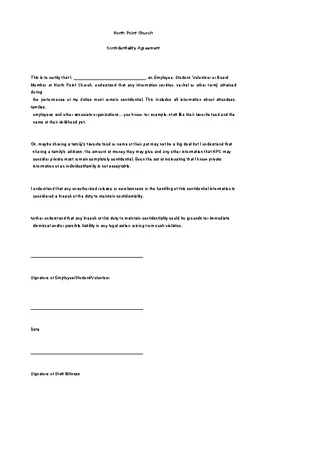 Forms Church Confidentiality Agreement