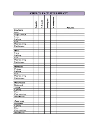 Forms Church Facilities Survey Template Pdf Download