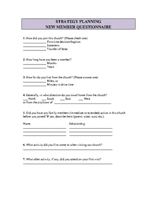 Forms Church Survey Questionnaire Template Pdf
