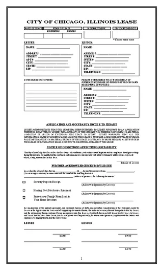 City Of Chicago Illinois Residential Lease Agreement Template