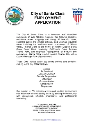 City Of Santa Clara Employment Application