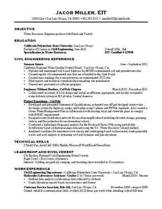 Forms Civil Engineering Career Resume