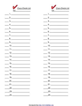 Class Attendance Paper With Space For Names