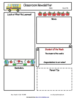 Forms Classroom Newsletter Template 1