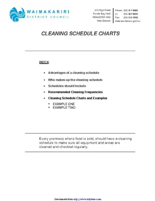 Forms Cleaning Schedule Charts