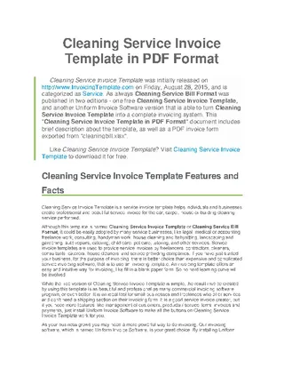 Cleaning Service Invoice Doc Format Free Template