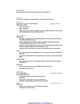 Forms College Resume Template 1