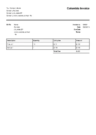 Colombia Invoice Template