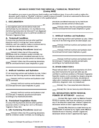 Forms Colorado Advance Medical Directive Form 2