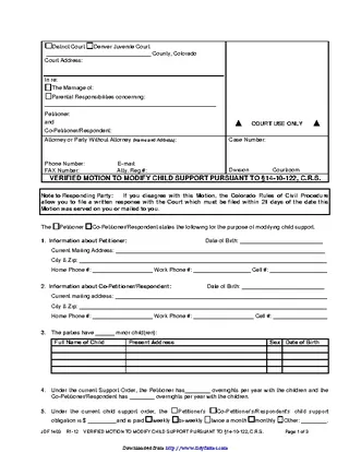Forms Colorado Child Custody Form