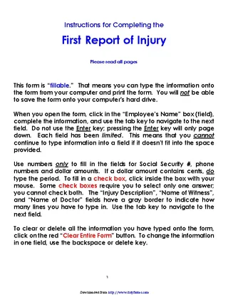 Forms Colorado First Report Of Injury Form