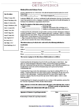Forms Colorado Medical Records Release Form 2