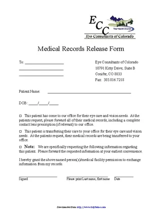 Forms Colorado Medical Records Release Form 3