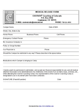 Colorado Medical Release Form 3
