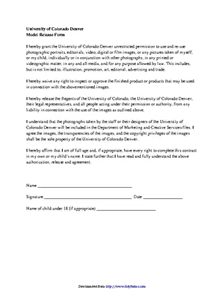 Forms Colorado Model Release Form 1