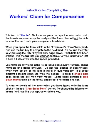 Colorado Workers Claim For Compensation Form
