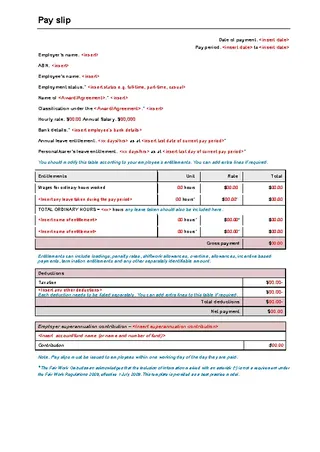 Forms Comany Employee Pay Slip Template Word Format Download