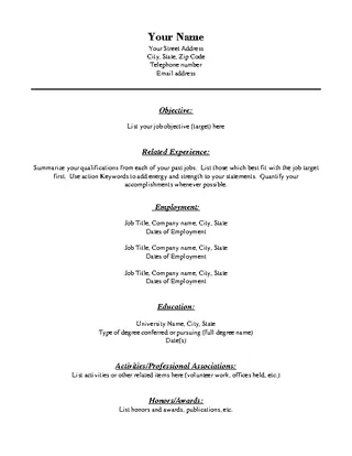 Forms Combination Format Blank Resume Template Free Pdf